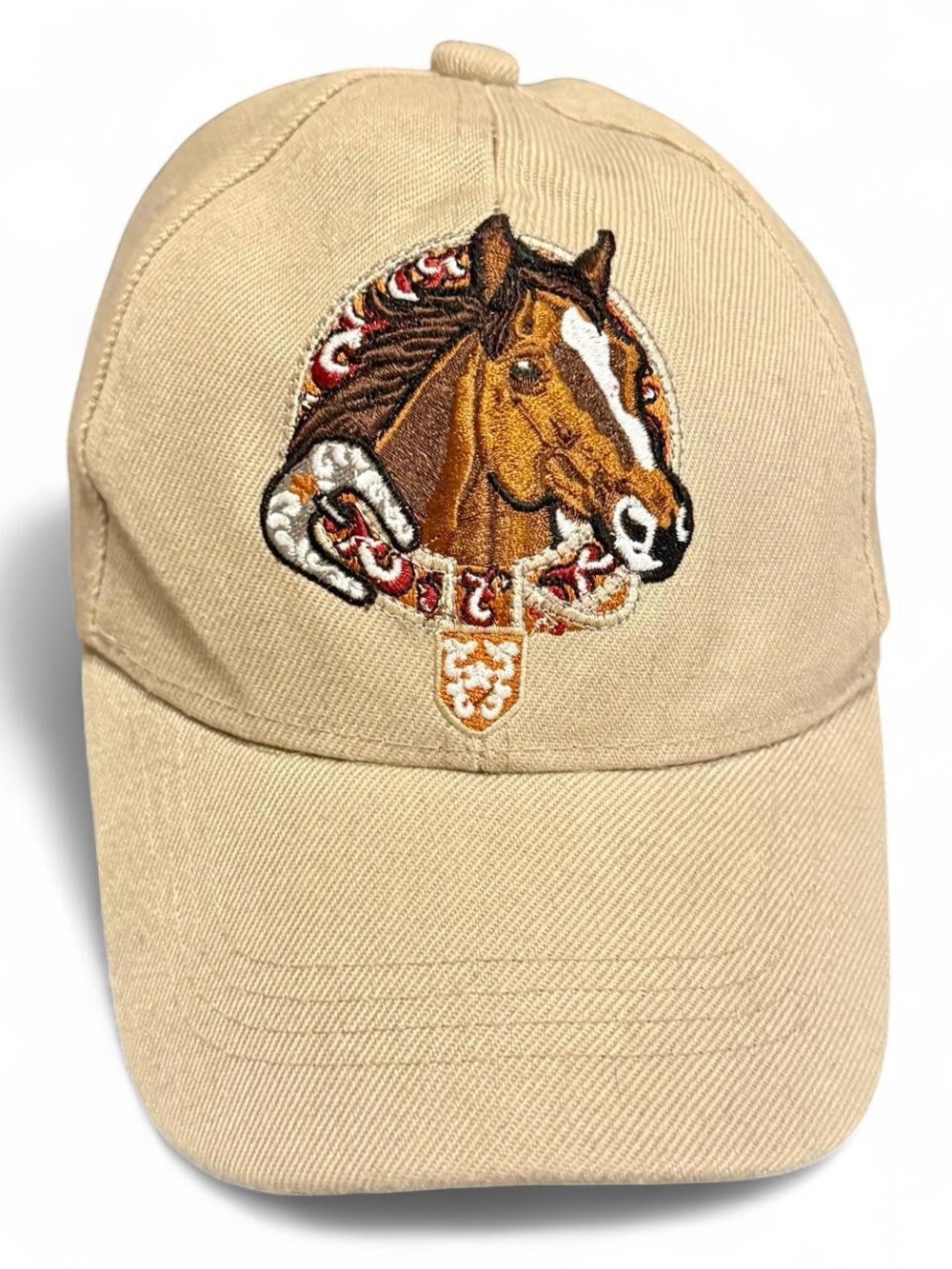TAN RETRO HORSE EMBROIDERED WESTERN BASEBALL CAP HAT